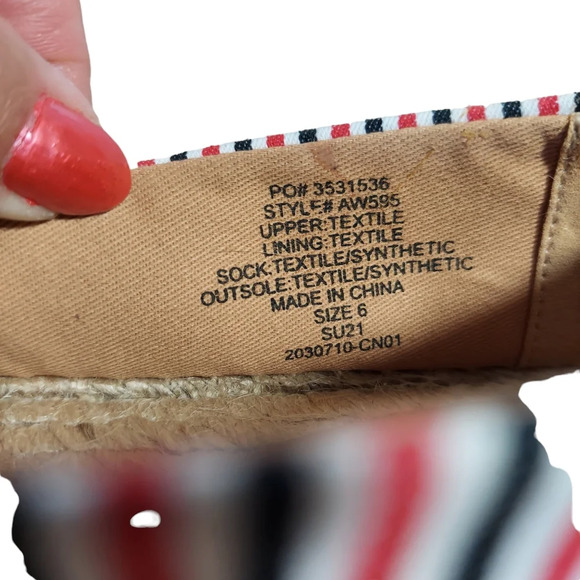 J. Crew Red White Blue Striped Canvas Jute‎ Rope Espadrilles Flats Patriotic - Picture 9 of 16